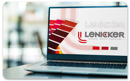 Lenicker Logo-Design auf Laptop